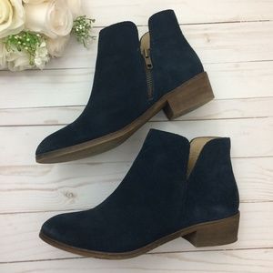Splendid Navy Blue Suede Ankle Booties Sz 7